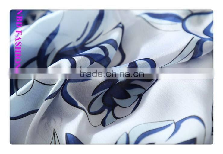 New Arrival Imitated Silk Blue Camellia Scarves and Beach shawls