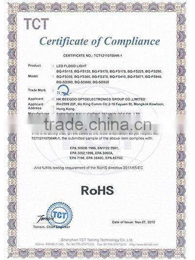 High power 240w led tunnel light with CE ROHS FCC certificates