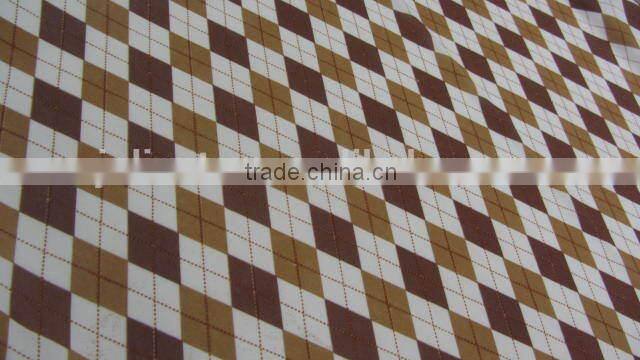 mickey mouse knit coffee diamond checks on white polyester milk fiber Spandex print italy fabric