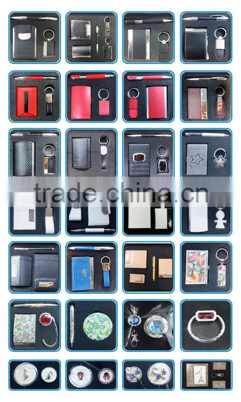 2015 new innovative product business gift set keychain ball pen business card holder