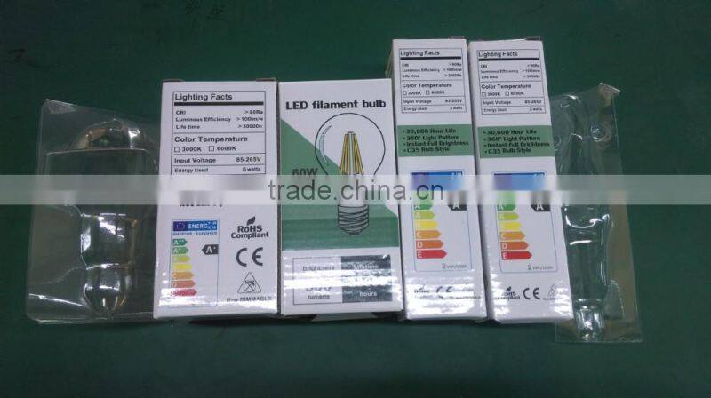 360 degree vintaged CE ROHS 2W 4W globe G95 led bulb 2700K 2 years warranty