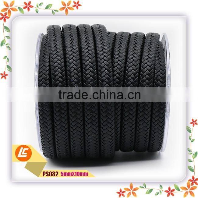 2016 Latest black genuine woven wide leather bracelet string