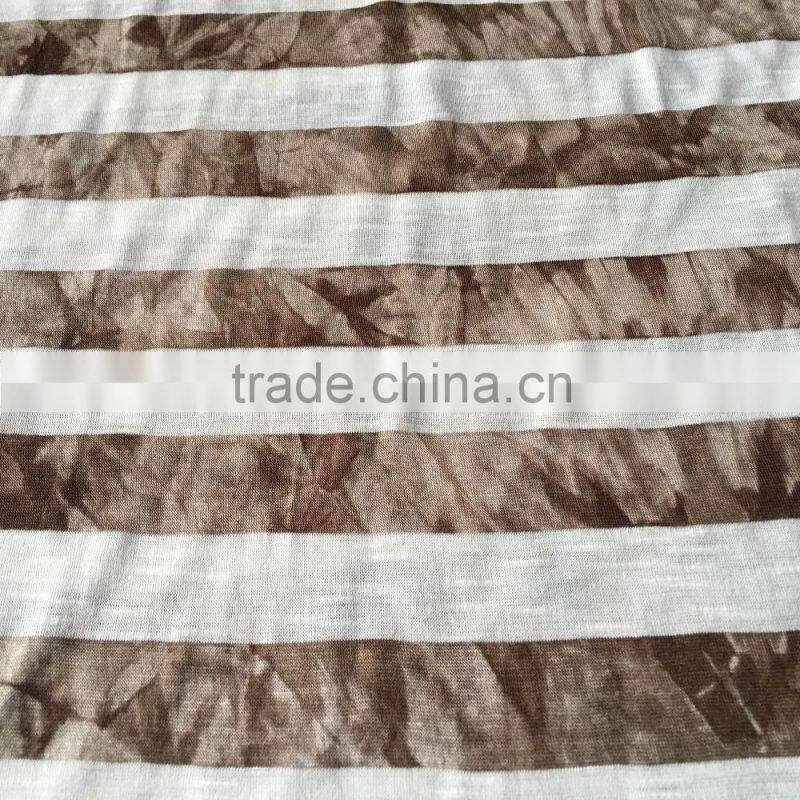2016 newest polyester rayon yarn dyed striped knit jersey fabric,slub and printed single side fabric from Chinese manufacturer