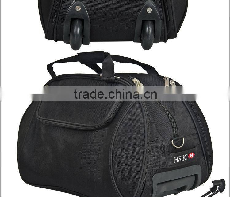 2014 convenient polyester folding shopping bag with wheels