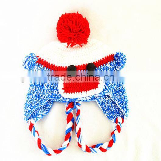 Handmade crochet baby boy beanie hat in animal pattern