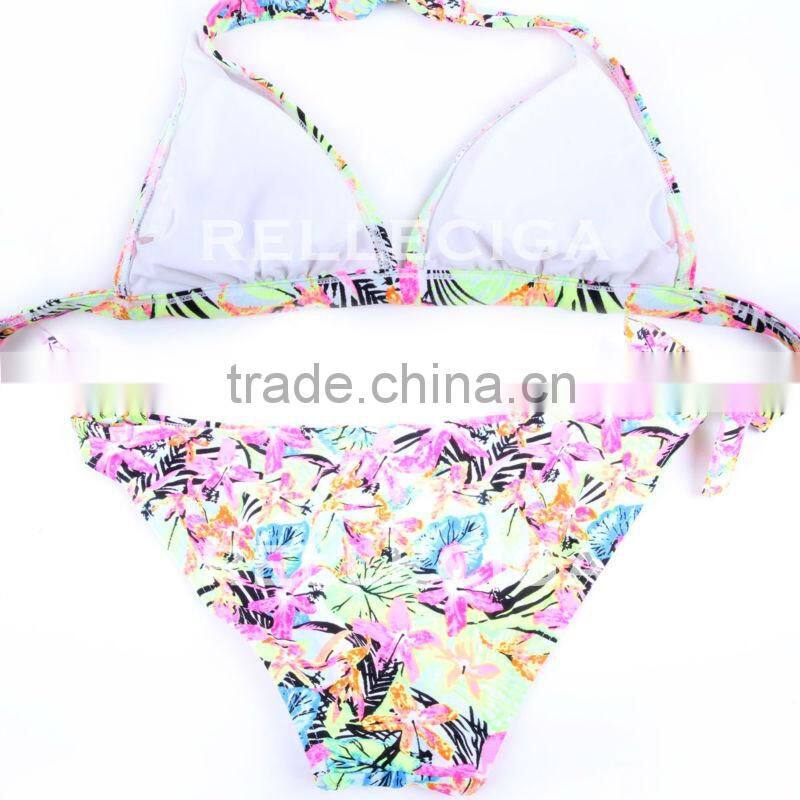 RELLECIGA Swimwear Bikini - High Contrast Jungle Print Triangle Top and Bottom