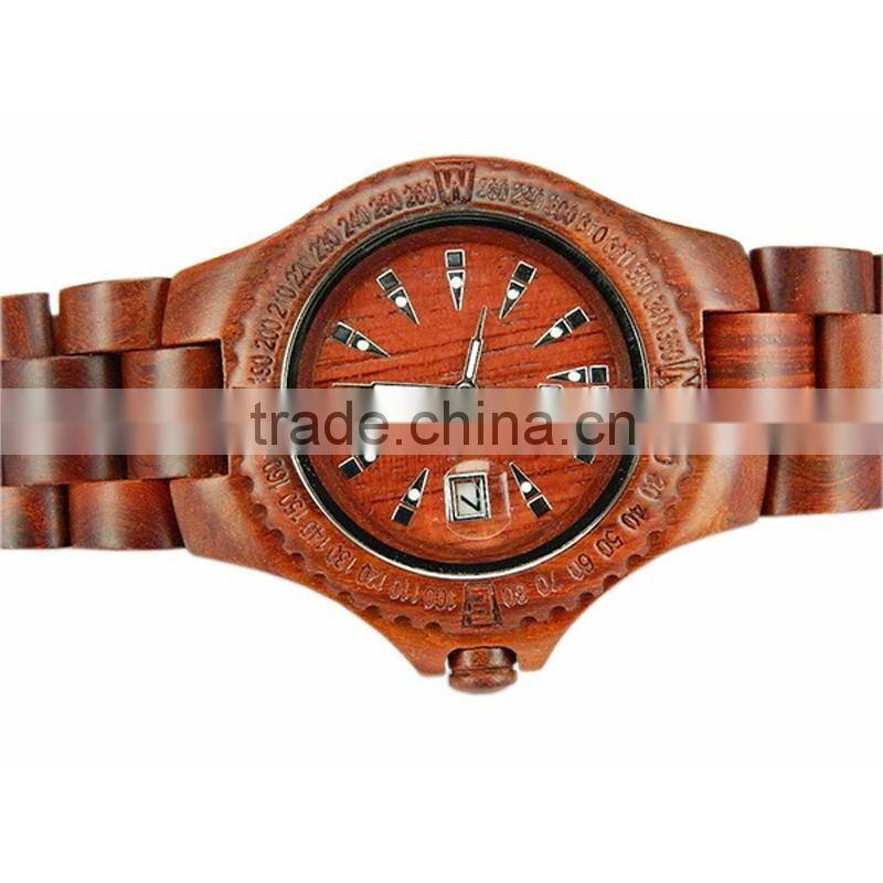 WJ-5354 newest hot sale wooden with calendar fashion vintage creative men watch