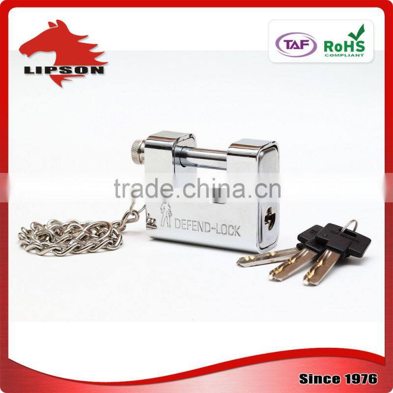 LS-303 Kaba Key and Steel Chain WITH Plated steel Amour Rectangular Padlock