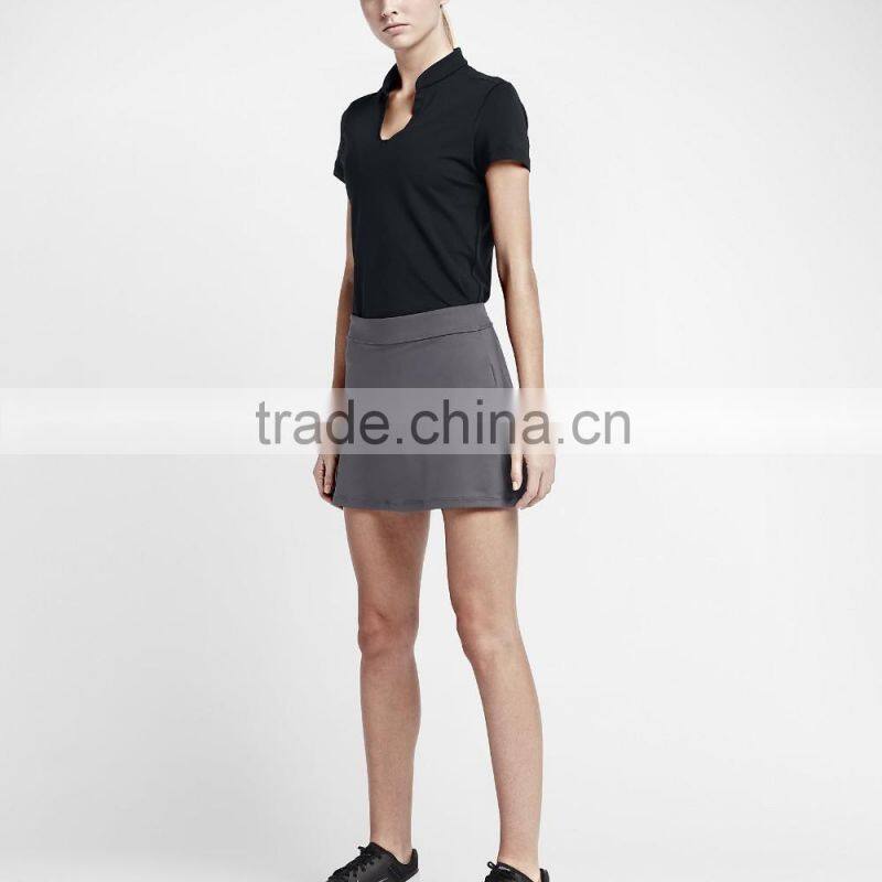 New Style Women's Shadow Stripe Golf Polo Split-V neckline Golf Polo Shirt Custom