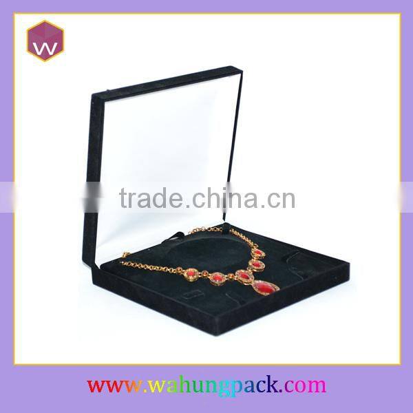 Fancy Black Plastic Jewelry Gift Box For Necklace/Pendant Wholesale & Custom Necklace Package Box