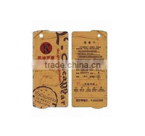 Thick brown board hang tag printing