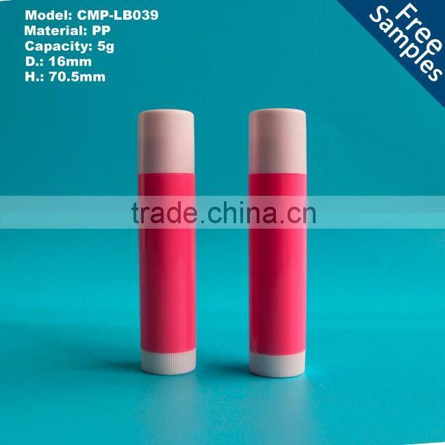 5g PP pink plastic cosmetic lipstick lip balm tube