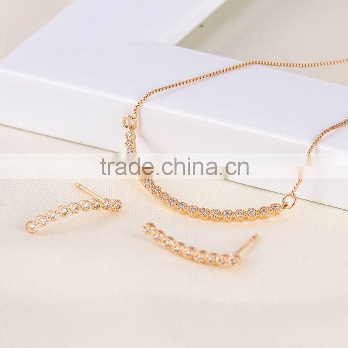 multi stone ring shape jewelry 2016 woman wedding fashion rose gold necklace earring jewelry set