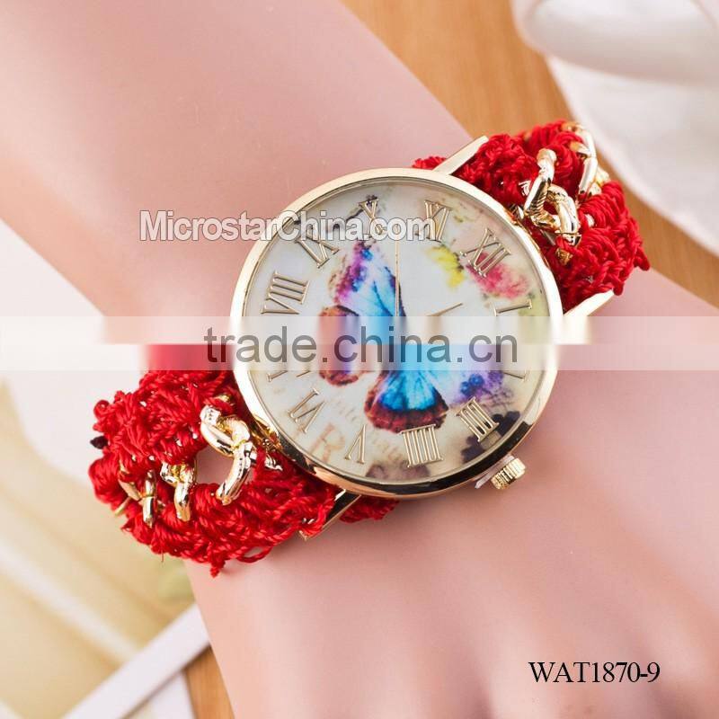 DIY hand made woven chain butterfly braided watch