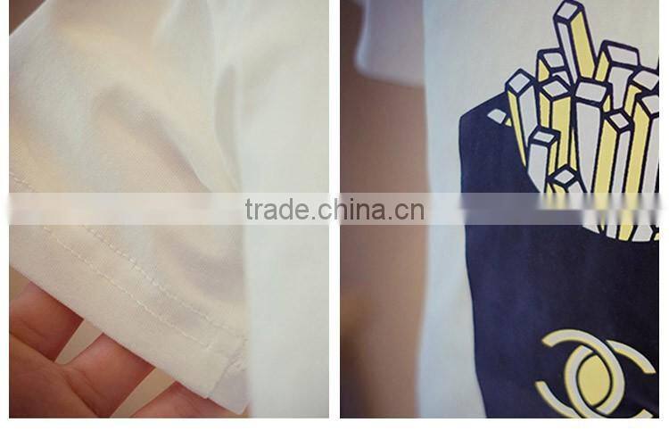 Hot Selling Comfy Cute Cartoon Printed White Tee Shirt for Children