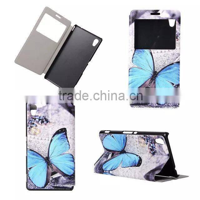 High Quality Color Printing PU Leather Flip Cover For Sony Xperia M4 Aqua Case