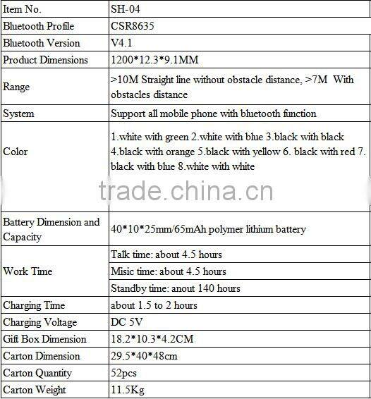 Best stylish sport bluetooth earphone V4.1 noise cancelling stereo wireless bluetooth headset for Iphone/ Xiaomi/ Huawei