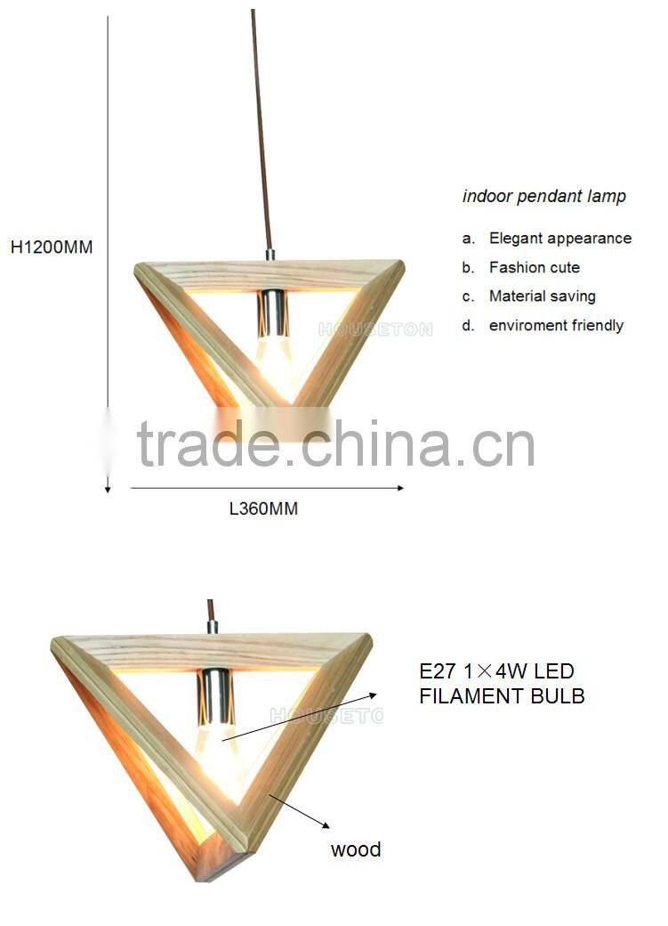 Wooden triangle shape led light pendant lamp,Wooden triangle shape led light,Triangle shape led light P3018