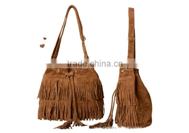 2015 Hot sale Women Tassel Bag Faux Suede Shoulder Bag Women Messenger Bag Wholesale