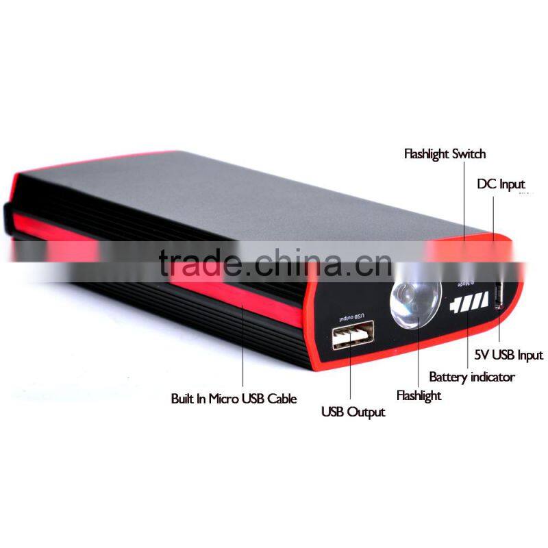 12V Portable Car Jump Starter with Power Bank with Internal Usb Phone Charge Cable
