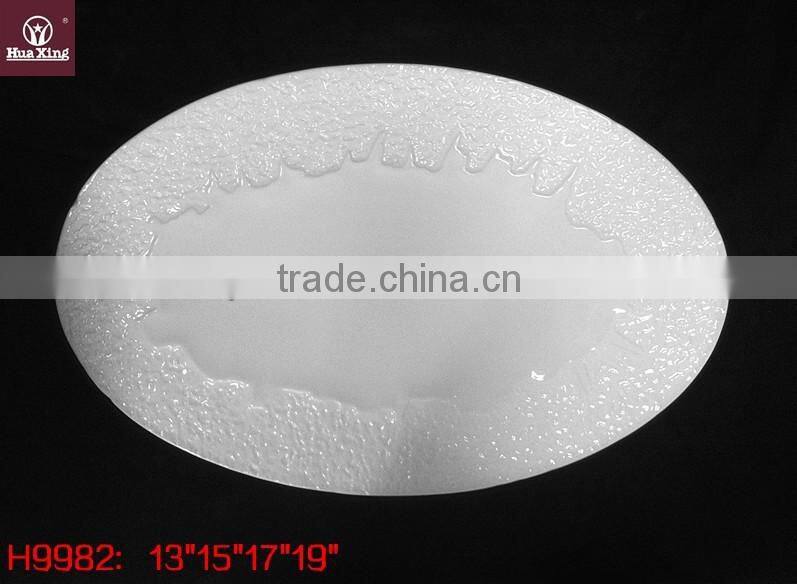 H10065 white porcelain hand-made embossment restaurant oval plate