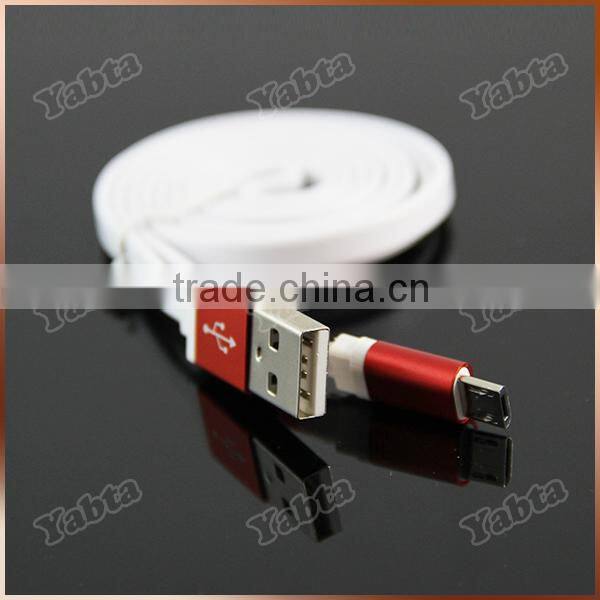 Custom Laser Logo 1M Aluminum Micro USB Cable, Flat 5 Pin Micro USB Data Charging Cable For Samsung