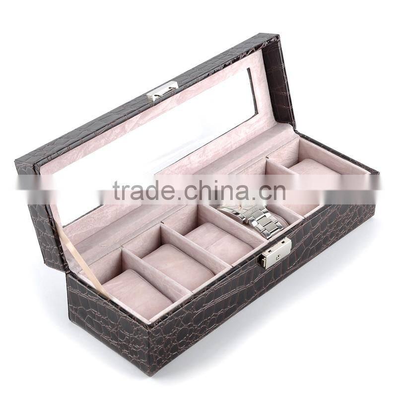 China Manufacturer 6 slots customized leather covering wood watch box