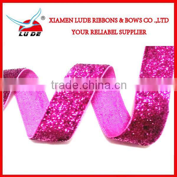 2015High quality fashion metallic white glitter elastic ribbon/elastic white glitter metallic velvet ribbon wholesale