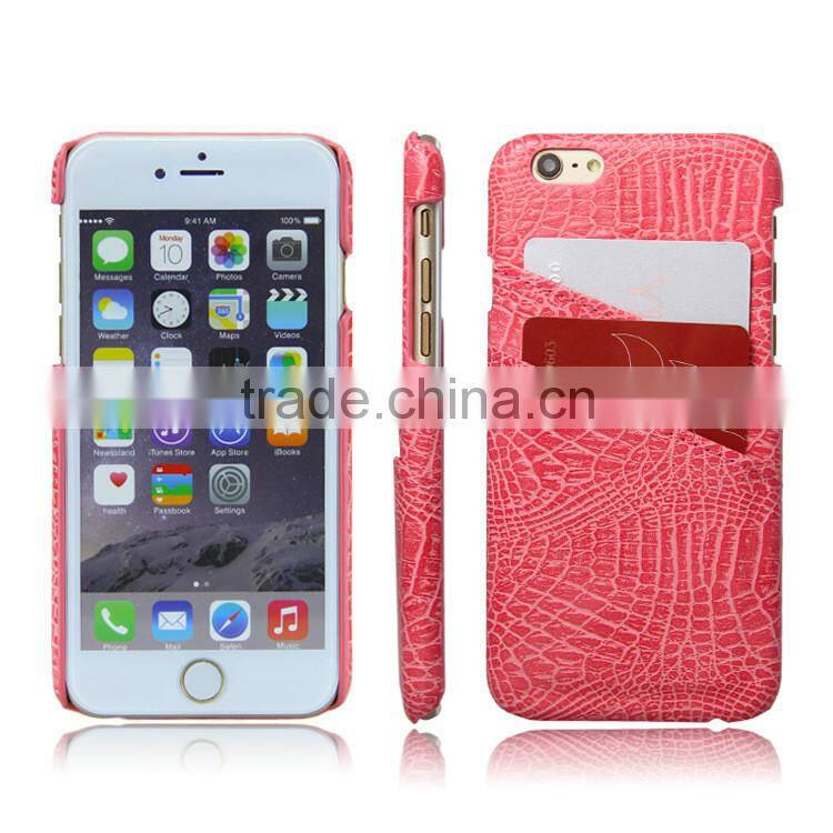 Fashion PU CROCO Mobile Phone Case Cover for iPhone 6 Brown Leather Casing With Two Card Slots