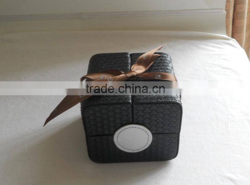 new style black leather watch paper box wholesale made in china