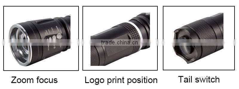 The zoom focus aluminum material led flashlight, C REE power led flashlight for outdoor activities