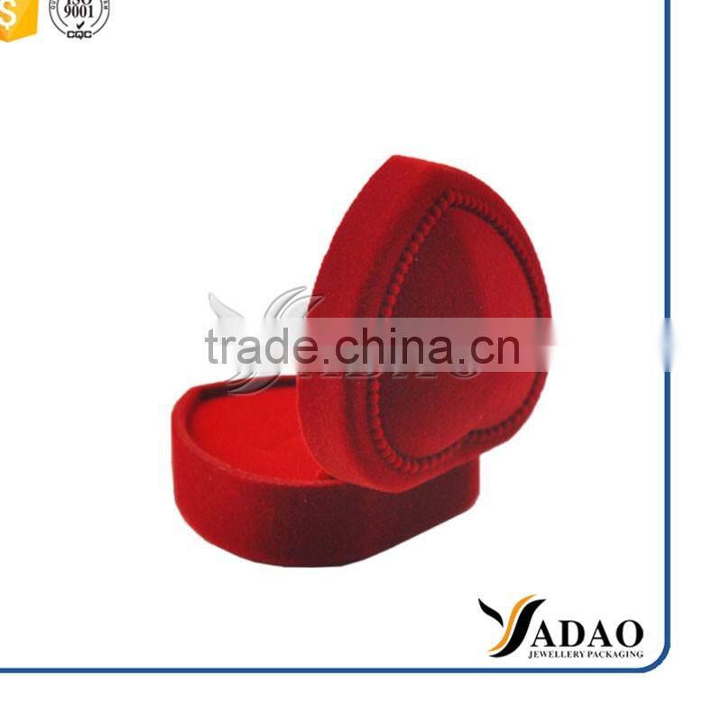 red color heart shape velvet packaging ring box