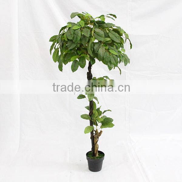 indoor artificial big leaves plant trees wooden trunk for decoration