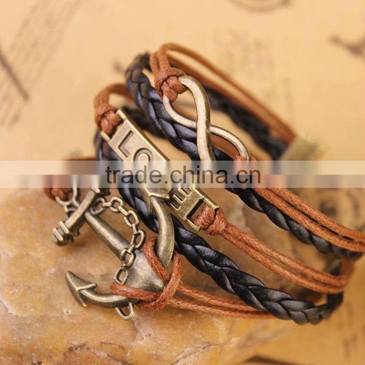 MYLOVE 5 colors in stock love bracelets & bangles braided leather jewelry MLBZ017