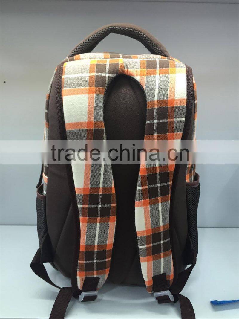 2016 fashion & concise plaid sport backpacks for outdoor activities,brown,YX-SP-04