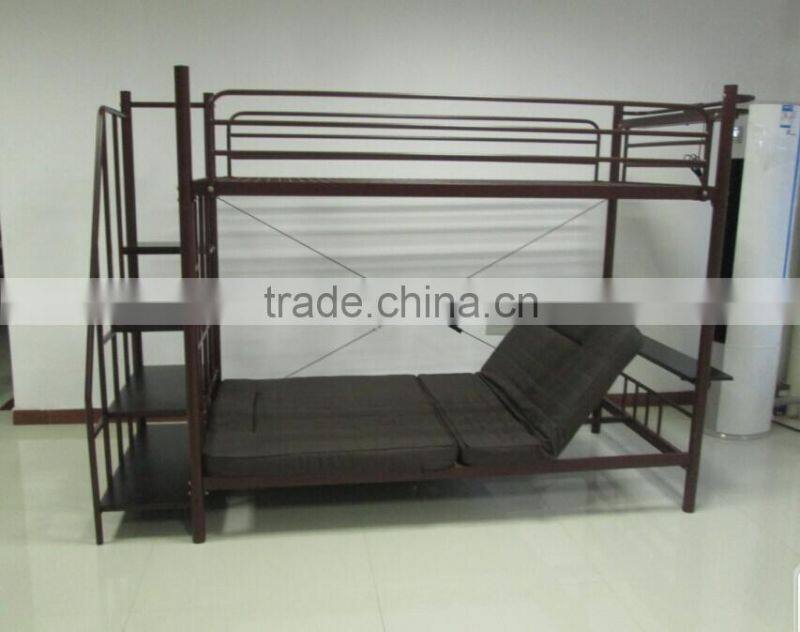 Twin Over Futon sofa Metal Bunk Bed, Brownish Red