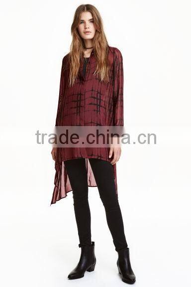 2016 irregular hem new models blouses fashion, long sleeve blouse women