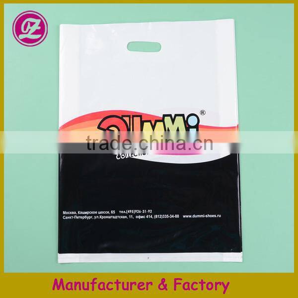 plastic reinforced die cut handle bag cheap price from Guangzhou manufacturer