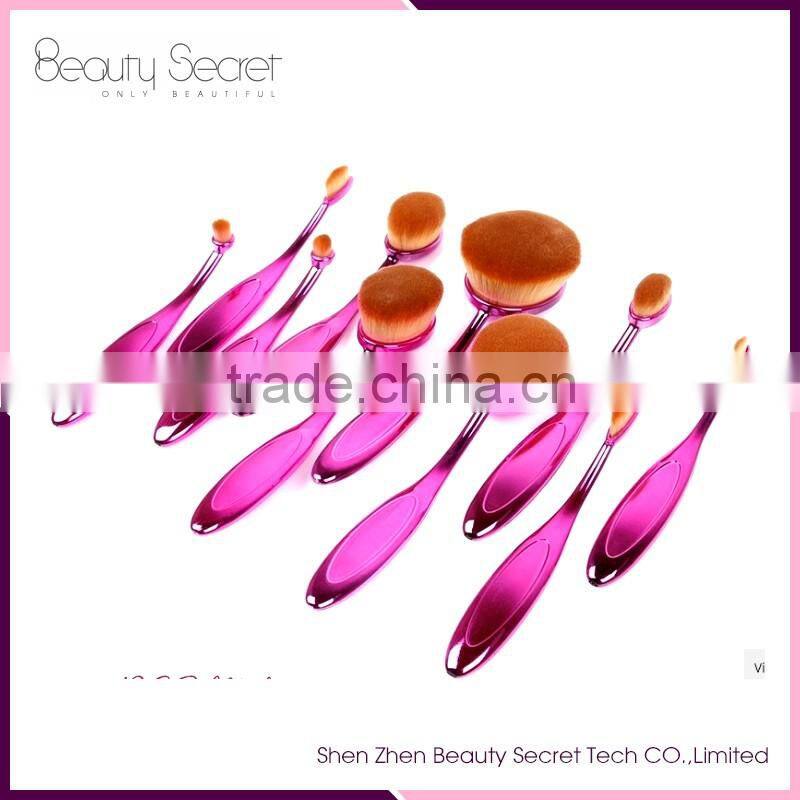 Oval multi-purpose 10 pcs makeup brush set