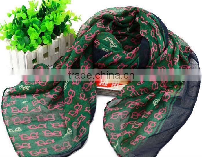 2014 New Spring Fashion Design Women Ladies Extra Long Glasses Print Scarf Shawl Wrap Wholesale