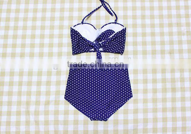 2016 new arrival wave retro high waist bikini