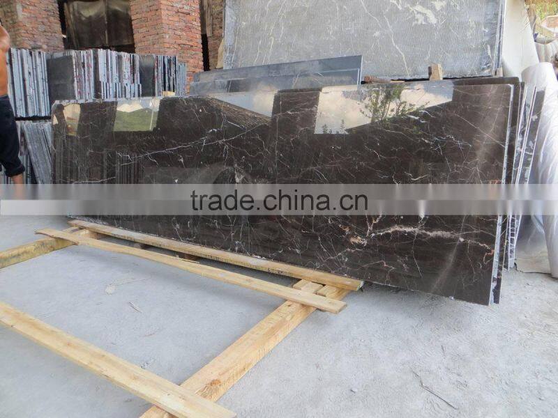 Polished Marble Top Wood Dining Table