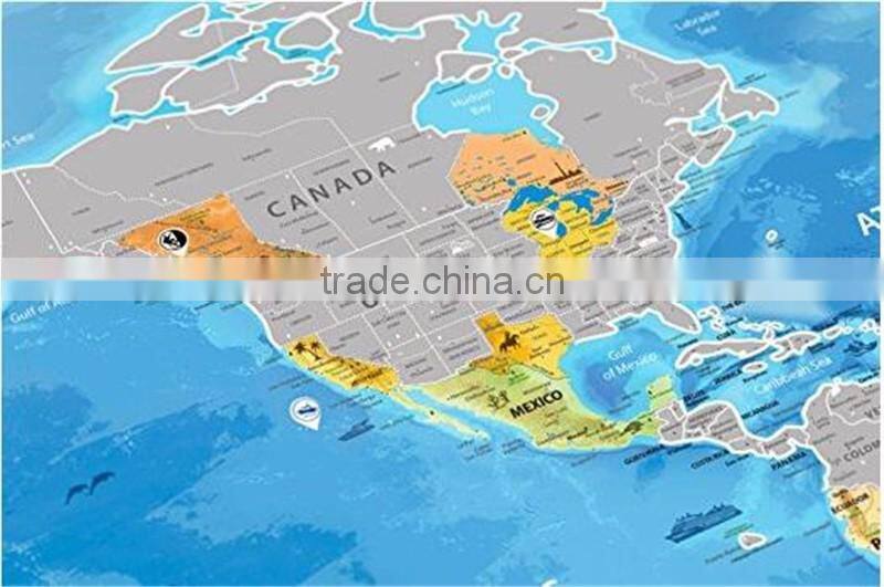 Detailed World Map with Scratch off Stickers Large Size and Tube Packaging