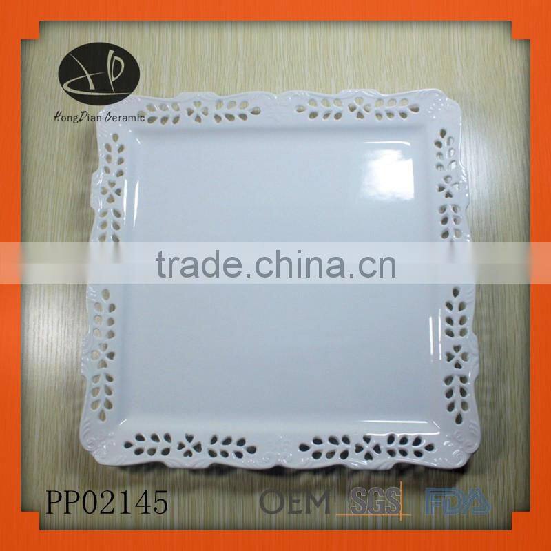 custom logo ceramic plates dishes,baking plate with handle