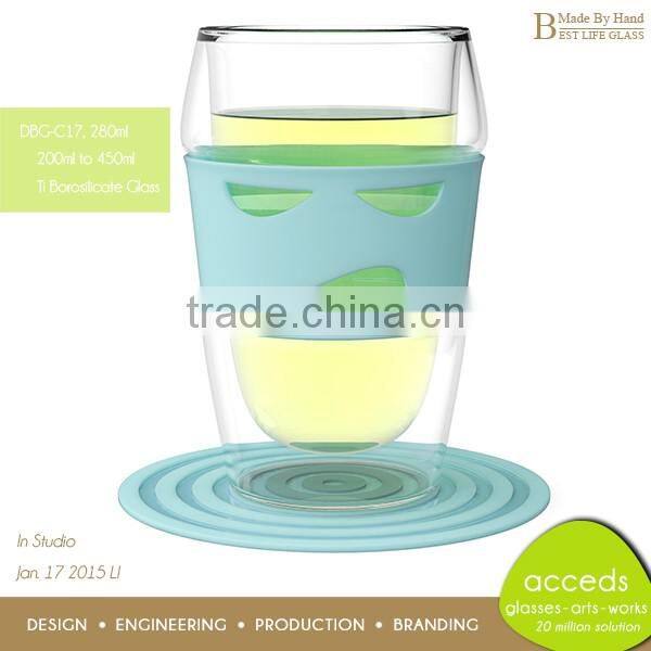 Reusable Double Wall Clear Borosilicate Glass Water Tea Coffee Cup