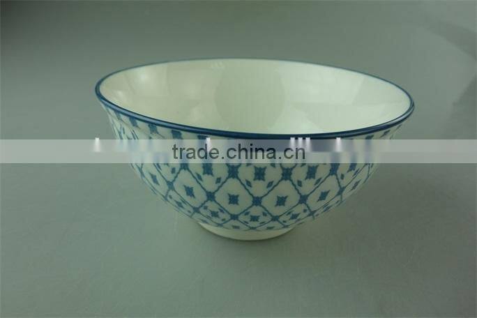 16cm regular design decal porcelain fresh bowl noodle bowl with plastic cover/lid in stock