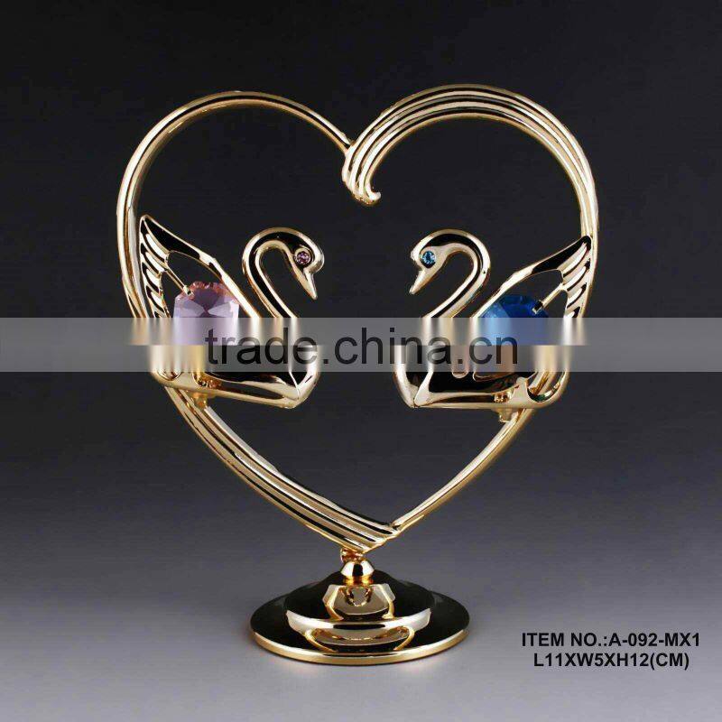 24K gold plated love swan gifts for wedding decoration