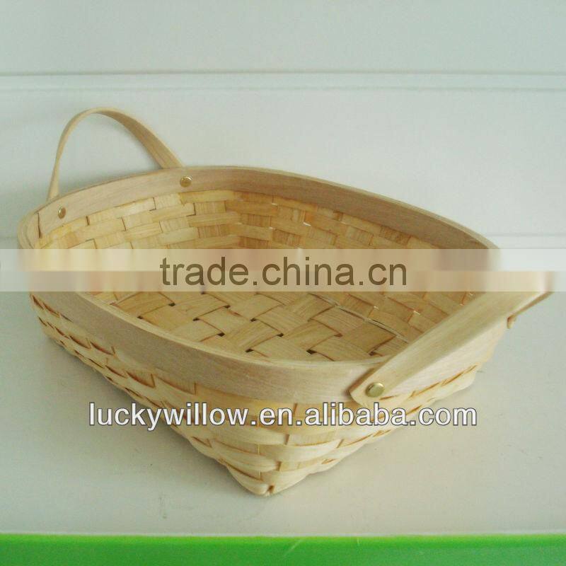 factory direct supply 2016 wooden basket with handles for fruit&food