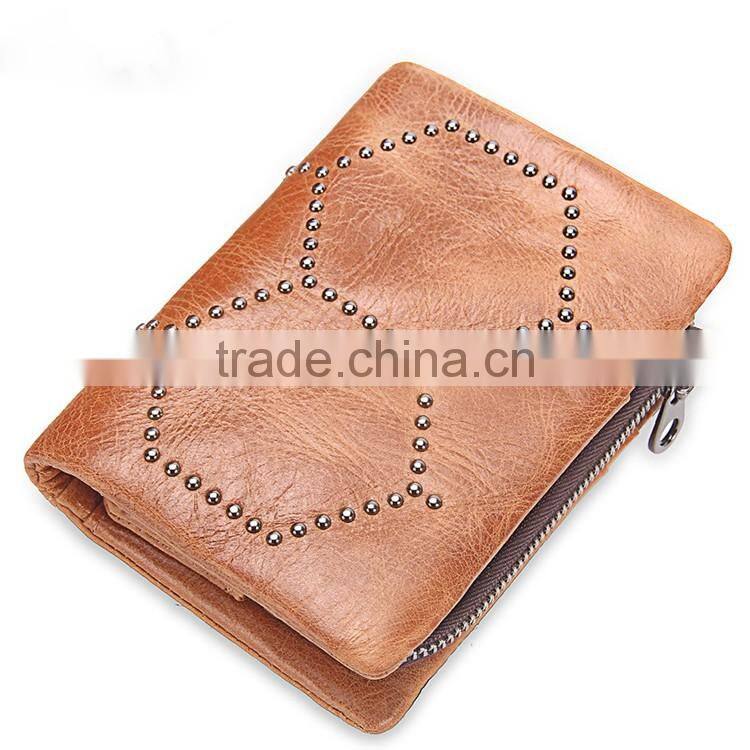 Wholesale Large Capacity Clutch Bag Men Purse Leather wallet with Rivet