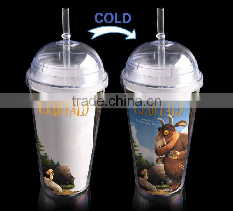 with straw and dome lid customized plastic tumbler for promotion